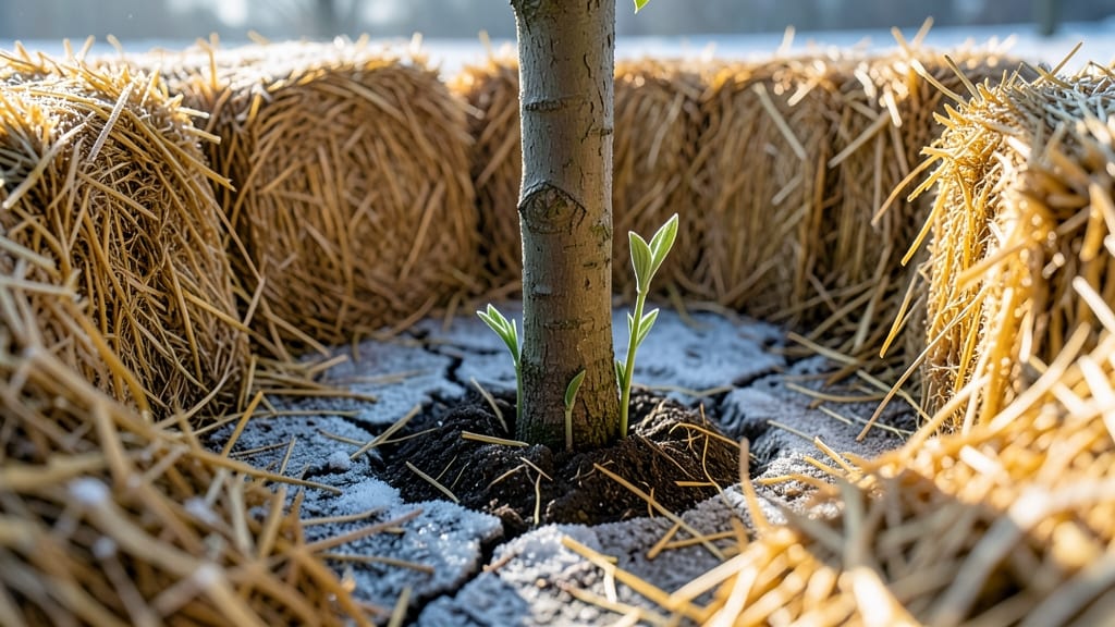 Winter Mulching with Straw Bales