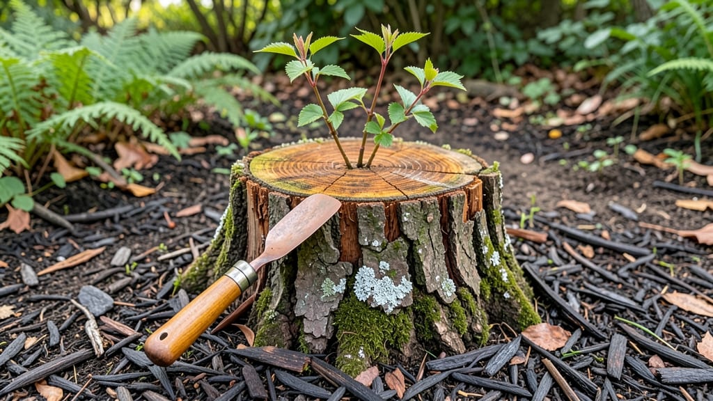 Cherry Tree Stump: Revitalized Landscape Fence in 3 Years