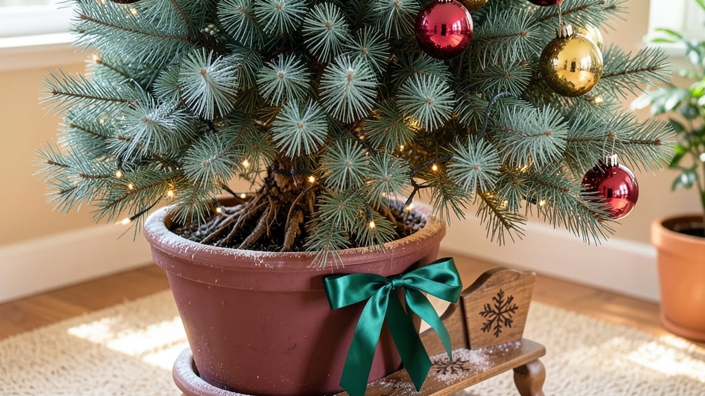 Christmas Tree in Planter Pot: Year-Round Greenery With Minimal Pruning Needs
